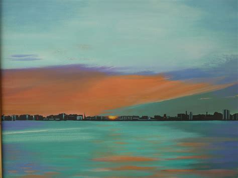 City Sunrise Acrylic On Canvas For Sale Seascape Artwork Painting