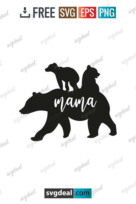 Free Mama Bear With 2 Cubs Svg