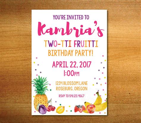 Twotti Fruitti Invitation Tutti Fruitti Invitation Party Like A