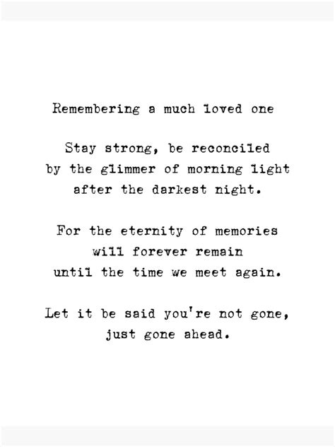 Remembering A Much Loved One Poem Sympathy Loss Mounted Print For