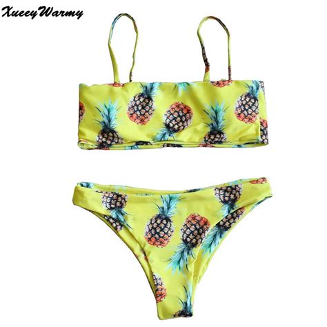 Pineapple Print Bikini Push Up Brazilian 2018 Bikinis Swimsuit Bandage