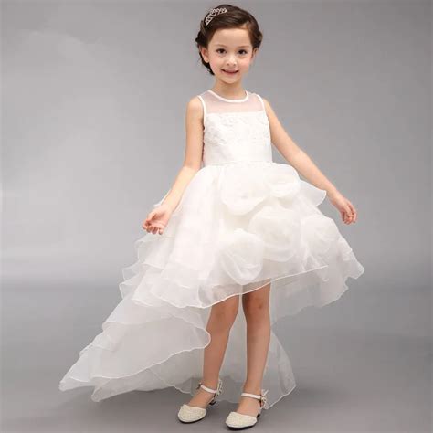 Girls Flower Girl Dress For Wedding Party Fancy Ball White Girls Party Vestidos For 4 6 8 10 12