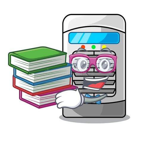 Student With Book Air Cooler In The Cartoon Shape Stock Vector