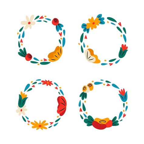 Free Vector Hand Drawn Floral Wreaths Collection
