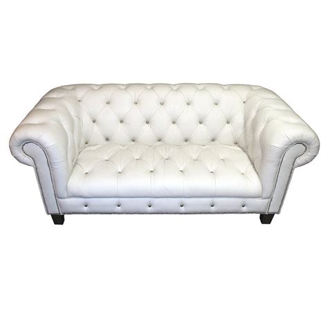 Tufted White Leather Sofa At 1stdibs