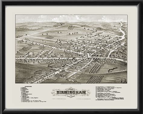 Birmingham Mi 1881 Vintage City Maps