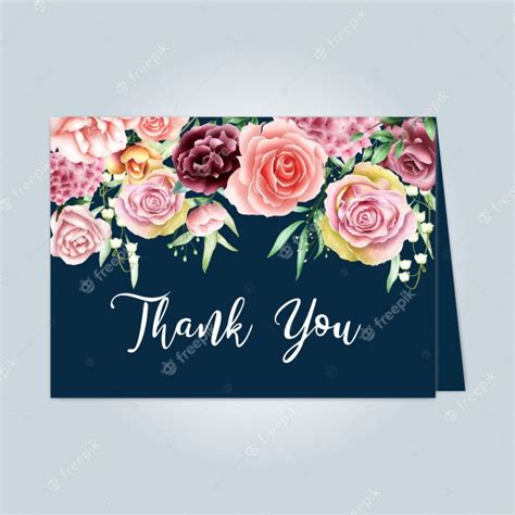 Premium Vector Beautiful Floral Card With Thank You Message