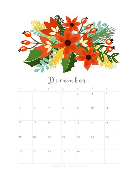 Printable December 2021 Calendar Monthly Planner 2 Designs Flowers
