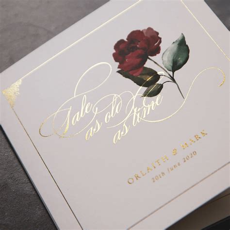 Beauty And The Beast Themed Invitation With Foil Print Wedding