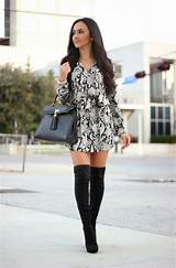 Photos of White Dress Black Knee High Boots