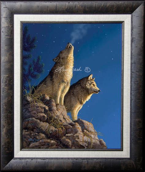 Moonlight Serenade Gray Wolves Larry Zach Wildlife Art