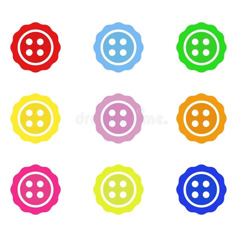 Bright Color Buttons Set Of Buttons For Clothes Vector Illustration