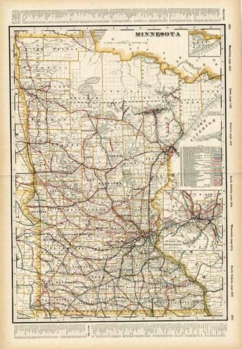 Minnesota Railroad Map By George F Cram 1899 Art Source