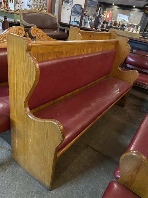 Red Leather Bench 7ft Used Pub And Hotel Equipment