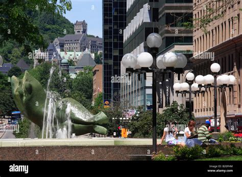 Canada Quebec Montreal Place Ville Marie Fountain Stock Photo Alamy