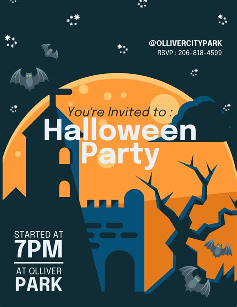 Dark And Orange Halloween Party Invitation Venngage