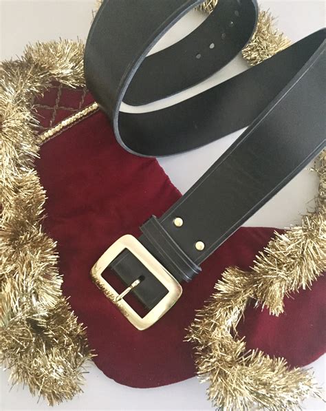 Wide Leather Belt With Solid Brass Buckle For Santa Claus Costume