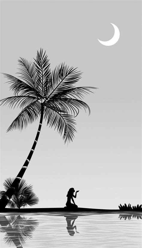 Imagen gratis en Pixabay - Palmeras, Mujer, Luna, Reflejo | Arte del