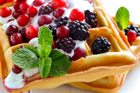 Belgian Waffles With Yogurt And Berries