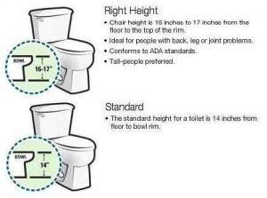 And the extra height should alleviate the inconvenience for those with some disability or injury to use the facility. Comfort Height vs. Standard Height Toilet! | Roberts ...
