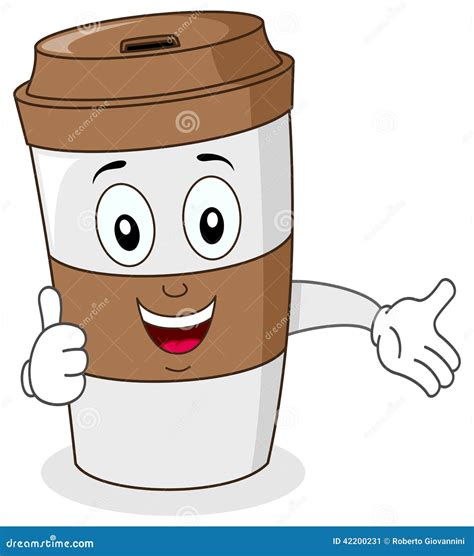 Paper Coffee Cup With Thumbs Up Cartoon Vector