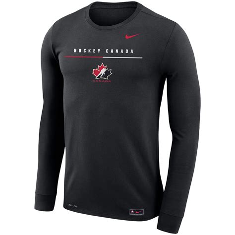 Mens Nike Black Hockey Canada Legend Performance Long Sleeve T Shirt