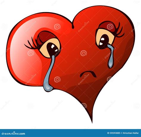 Cartoon Sad Crying Heart Vector Illustration Stock Vector