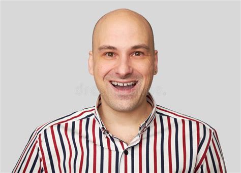 Cheerful Bald Guy Smiles Happily Isolated Stock Image Image Of Emotions Hair 113488003