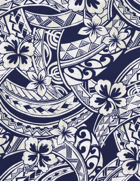 Hawaiian Fabric Floral And Tribal Tattoo Polynesian Designs