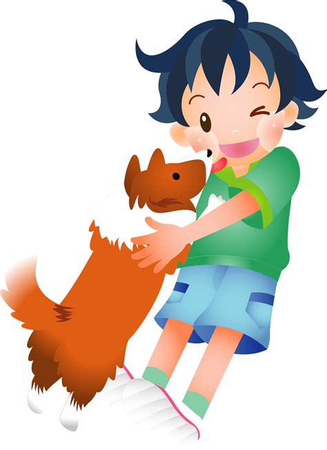 Little Boy And Dog Png Clipart Png Mart