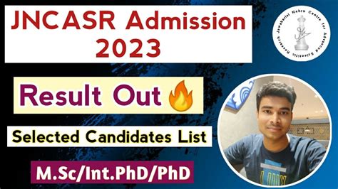 JNCASR Bangalore Shortlisted Candidates List 2023 Out M Sc Int PhD