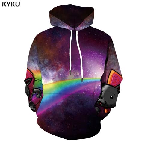 Kyku 3d Hoodies Rainbow Hoodie Men Galaxy Space Hoodes 3d Nebula Hooded