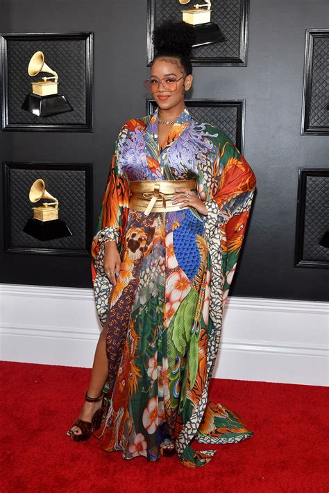 How much of h.e.r.'s work have you seen? Singer H.E.R, born Gabriella Wilson hit the red carpet with a multi-colored, silk, kimono dr… in ...