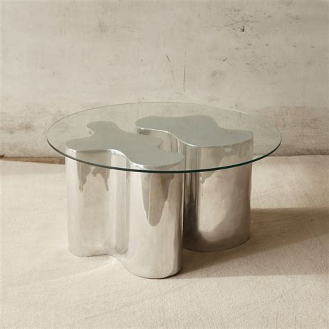 Theo Polished Silver Chrome Coffee Table I Modern Chrome Glass Coffee