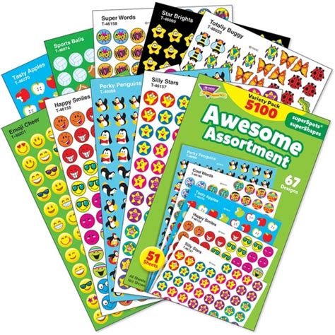 Trend Awesome Assortment Stickers Varied Shape Self Adhesive