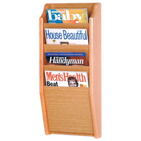 Wooden Mallet 4 Pocket Wood Wall Magazine Rack