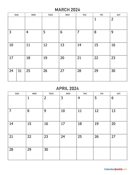 2024 Calendar March April May June Ashly Camille