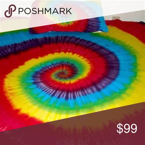 Tie Dyed Pillowcase Bedding Hippie Rainbow Spiral Handmade Cotton