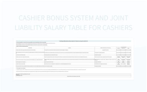 Cashier Bonus System And Joint Liability Salary Table For Cashiers
