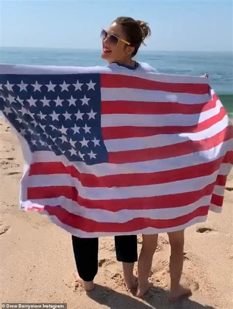 Drew Barrymore Wraps Herself And Daughter In Stars And Stripes Towel As They Enjoy July 4 On