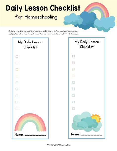 Free Printable Daily Homeschool Checklist For Kids