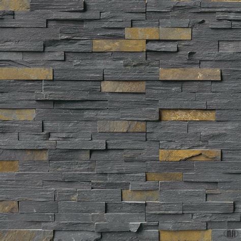 Ledgestone Panel 6 X 24 Charcoal Rust Natural Stone Tile