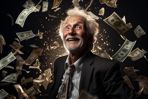 Ai Generated A Happy Old Man With Money Flying In The Air With Generative Ai 37477224 Stock