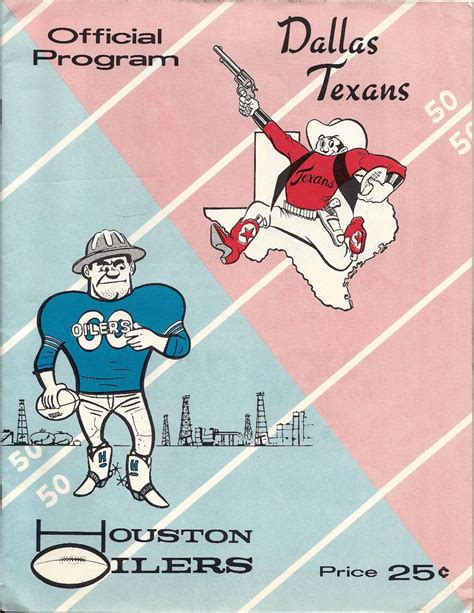 Afl Game Program Dallas Texans At Houston Oilers — August 6 1960