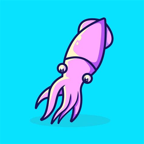 Cute Squid Cartoon Vector Icon Illustration Animal Nature Icon Concept
