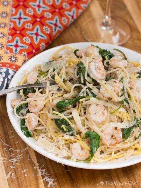 Cook, whisking occasionally, for 3 to 4 minutes or until sauce begins to thicken. Shrimp Pasta with Pesto White Wine Sauce - The Weary Chef