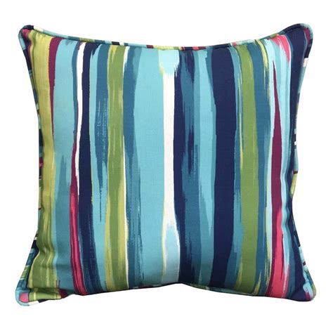 Allen Roth Stripe And Striped Square Throw Pillow Outdoor Decorative Pillow At