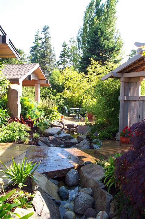 Behind the tea house is a traditional japanese raked garden. House Garden Designs: Asian Style Landscape Northwest Home ...
