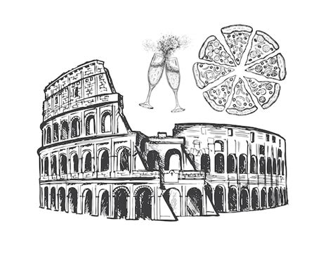 Premium Vector Rome Italy Sketch Of The Coliseum Hand Drawn Illustration