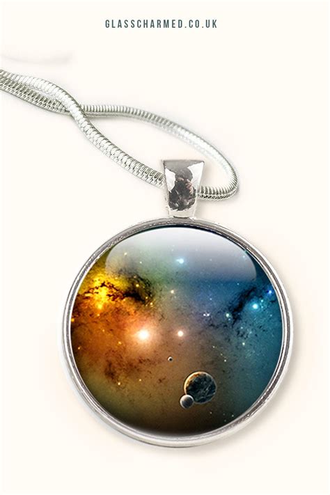 Space Necklace Space Jewelry Galaxy Glass Pendant Necklace Etsy